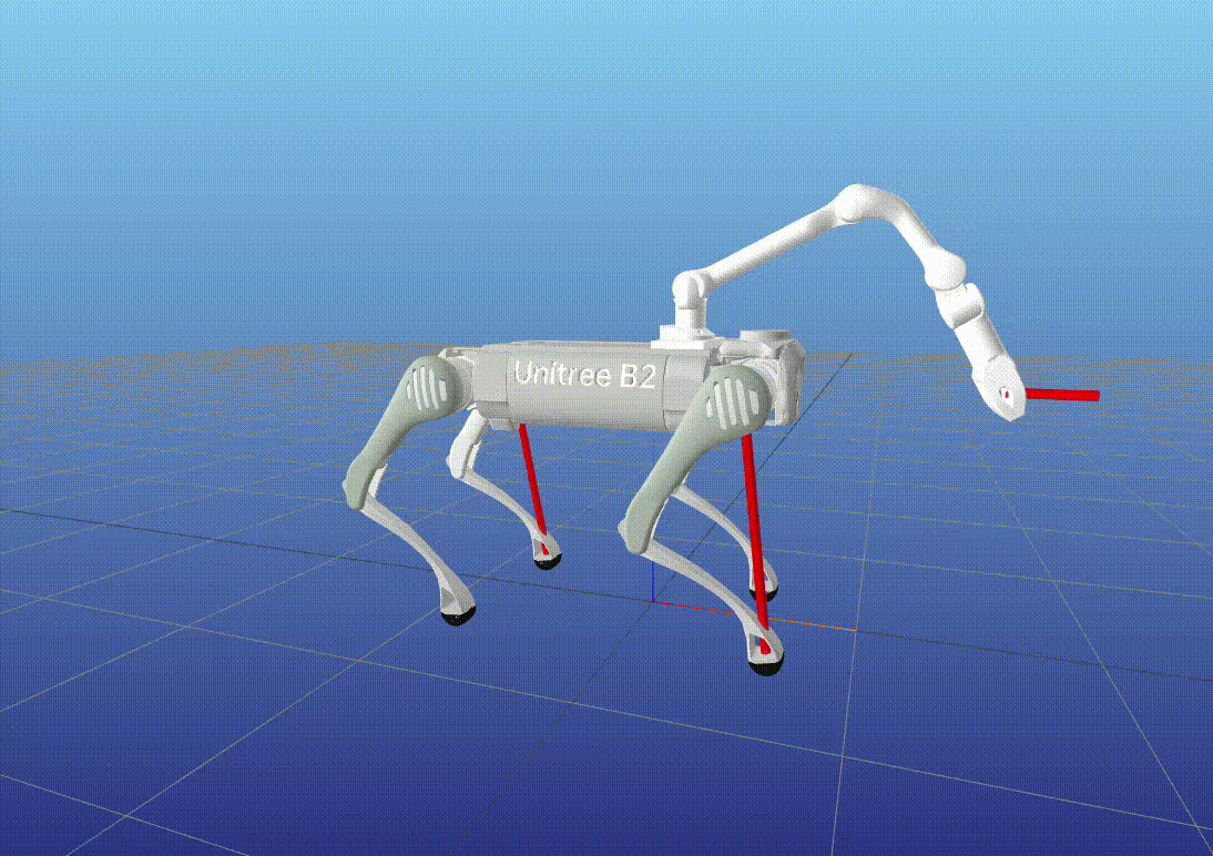 B2 quadruped + Z1 arm performing a pulling task via whole-body MPC